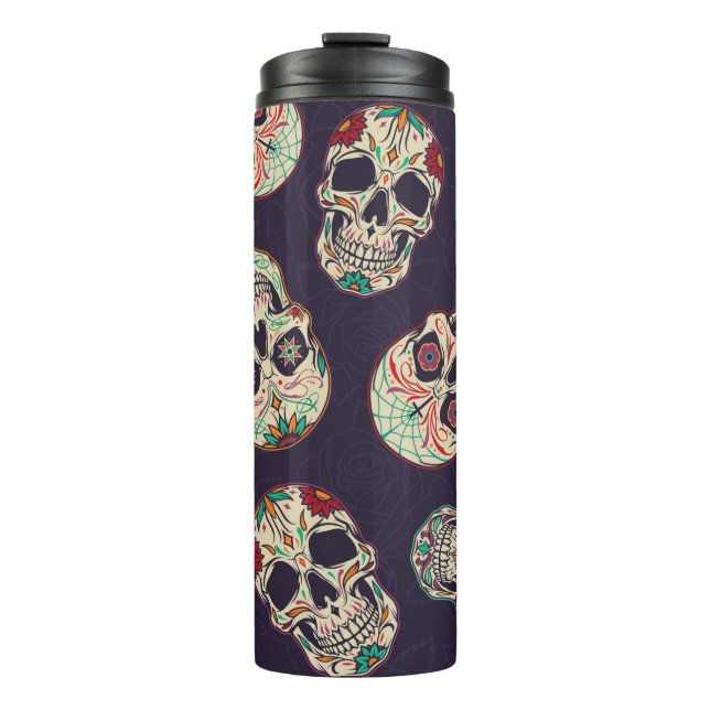 Bouteilles Isothermes Dia de los muertos seamless pattern with sugar sku (Devant)