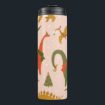 Bouteilles Isothermes Dino Christmas Party Tree Rex. Dinosaur in Santa h<br><div class="desc">Dino Christmas Party Tree Rex. Dinosaur in Santa hat decorates Christmas tree garland lights. Vintage seamless pattern of funny character in cartoon flat style.</div>
