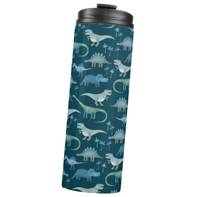 Bouteilles Isothermes Dinosaur Motif Turquoise Vert (Fun dinosaur pattern thermal tumbler
)