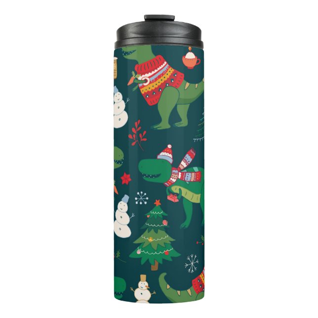 Bouteilles Isothermes Dinosaur T-Rex : Nouvel An de Noël. (Devant)