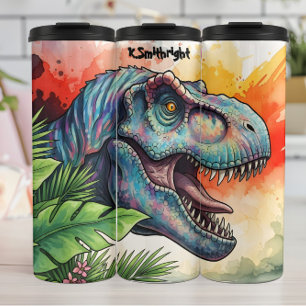 Bouteilles Isothermes Dinosaure Coloré Feuilles Tropicales Rugissant