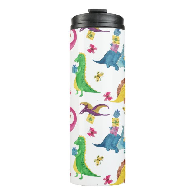 Bouteilles Isothermes Dinosaure party : motif aquarelle. (Devant)