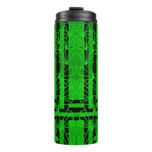 Bouteilles Isothermes Distresssess Dark Sea vert doodle fleur rayé (Devant)