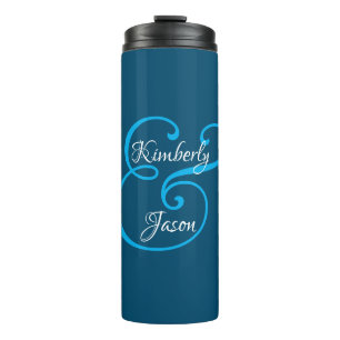 Bouteilles Isothermes DIY His/Her Script Names Sky Blue/White Ocean Blue
