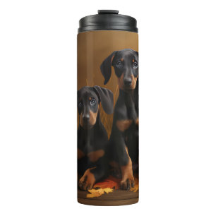 Bouteilles Isothermes Doberman Chiot Automne Citrouille de plaisir