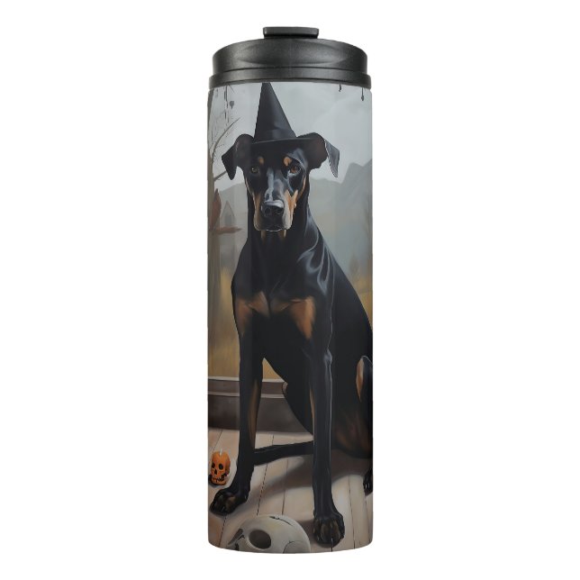 Bouteilles Isothermes Doberman Citrouilles Halloween Épouvantable (Devant)