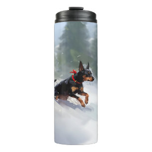 Bouteilles Isothermes Doberman Pinscher Noël neige hiver
