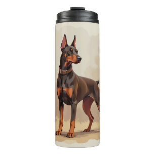 Bouteilles Isothermes Dobermann Pinscher Chien Brun Rouille Rouge