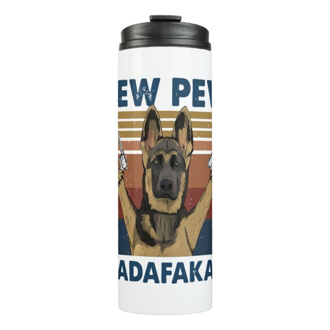 BOUTEILLES ISOTHERMES DOG PEW PEW MADAFAKAS VINTAGE RETRO (Devant)