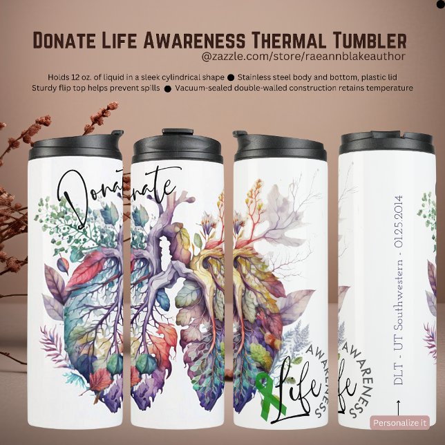 Bouteilles Isothermes Donate Life Awareness Thermal Tumbler (Créateur téléchargé)