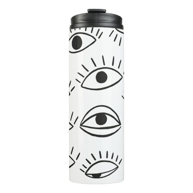 Bouteilles Isothermes Doodle eye, motif sans soudure.  (Devant)