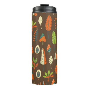 Bouteilles Isothermes Doodle main tiré Motif tropical avec Feuilles sur