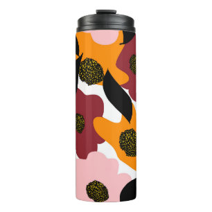 Bouteilles Isothermes Doodles Abstraits colorés fleurs et dos feuille