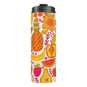 Bouteilles Isothermes Doodles de fruits : Motif Vintage été.