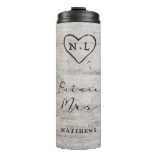 Bouteilles Isothermes Douces Coeurs Gravés Monogramme Futur Mme