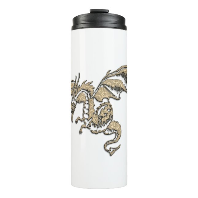 Bouteilles Isothermes Dragon d'or en blanc (Devant)