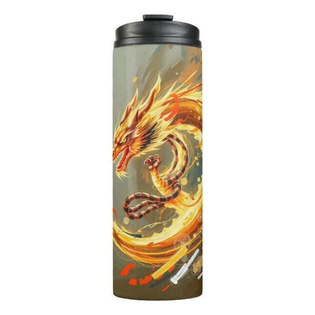 Bouteilles Isothermes Dragon Jaune Doré (Devant)