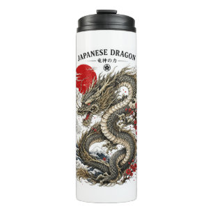 Bouteilles Isothermes Dragon Traditionnel Japonais Soleil Rouge Thermiqu