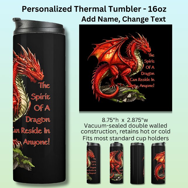 Bouteilles Isothermes Dragon vert rouge, l'esprit peut résider en tout (Créateur téléchargé)