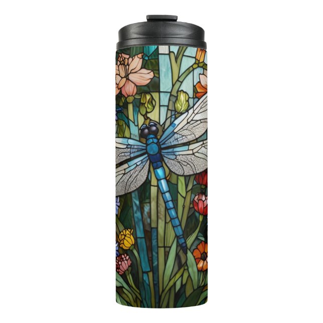 Bouteilles Isothermes Dragonfly boho floral botanical stain glass (Devant)