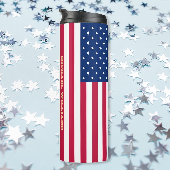 Bouteilles Isothermes Drapeau américain Patriotique Personnalisé Monogra (USA American Flag Patriotic Personalized Monogram Thermal Tumbler)
