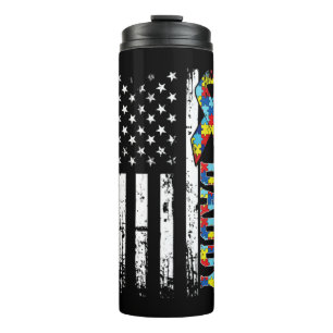 Bouteilles Isothermes Drapeau américain rétro vintage en détresse Autism