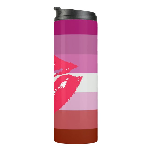 Bouteilles Isothermes Drapeau de fierté lesbienne au rouge à lèvres (Tourné sur la droite)