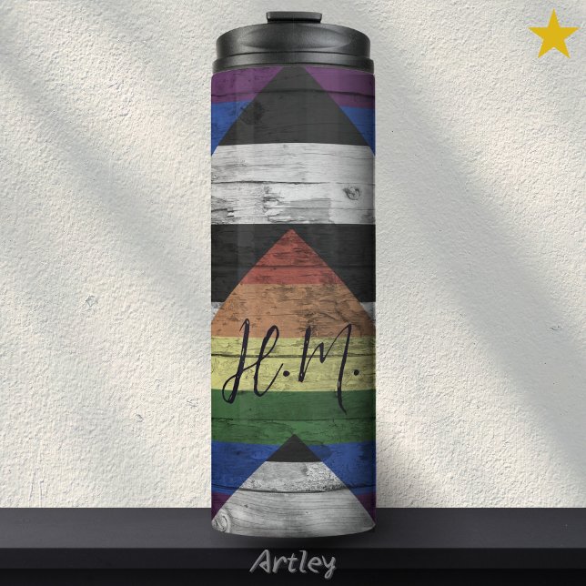 Bouteilles Isothermes Drapeau de la Fierté de l'Ally droit LGBT Initiale (Créateur téléchargé)