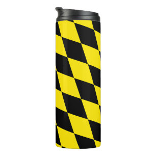 Bouteilles Isothermes Drapeau diamant de Bavière noire et jaune Motif