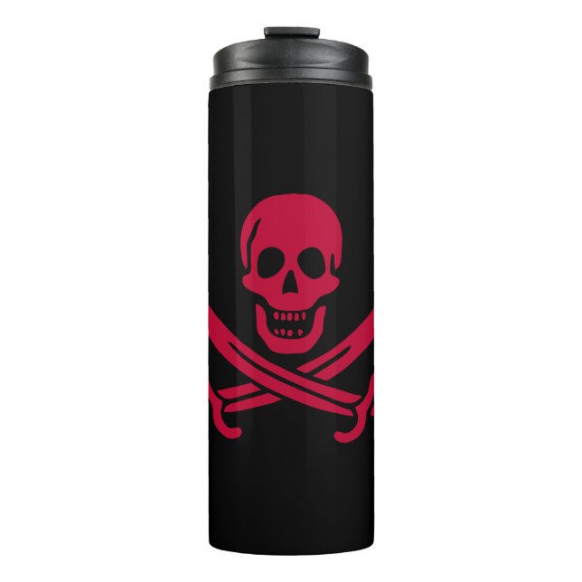 Bouteilles Isothermes Drapeau pirate de Crâne Rouge et Épées Calico Jack (Devant)
