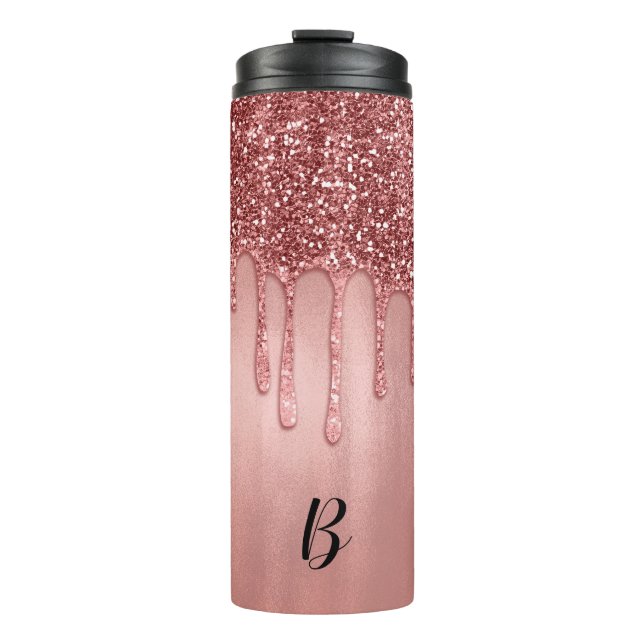 Bouteilles Isothermes Dripping in Rose Gold Glitter Pretty Pink Drips (Devant)