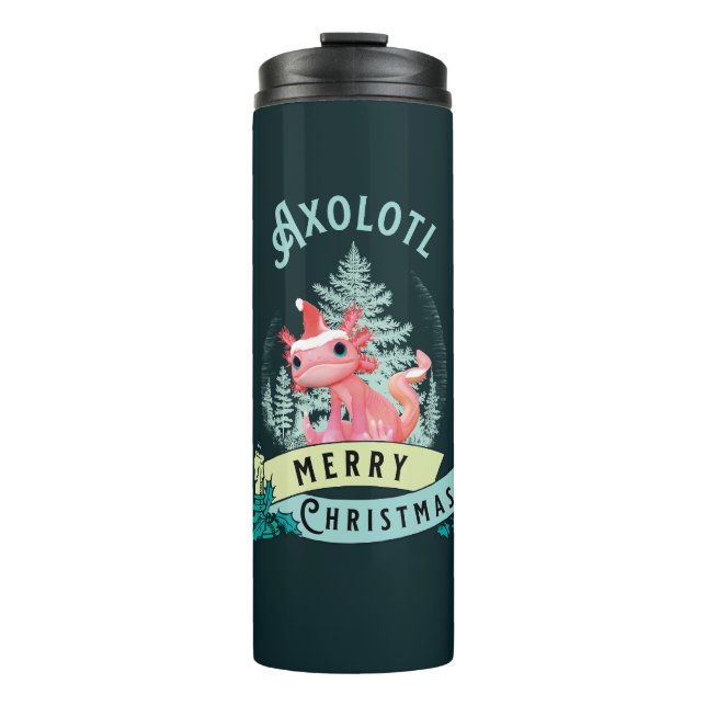 Bouteilles Isothermes Drôle d'Axolotl Joyeux Noël (Devant)