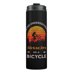Bouteilles Isothermes Drôle femme cycliste personnalisées VTT