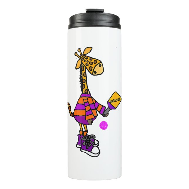 Bouteilles Isothermes Drôle Giraffe Jouer Pickleball (Devant)