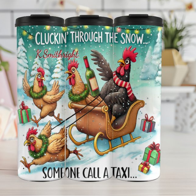 Bouteilles Isothermes Drôle Poulet Tirant Sleigh (Créateur téléchargé)