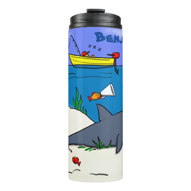 Bouteilles Isothermes Drôle requin couché et dessin animé de pêche (Devant)