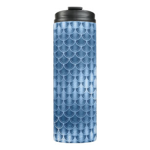Bouteilles Isothermes Écaille de sirène à paillettes bleues marine et ar
