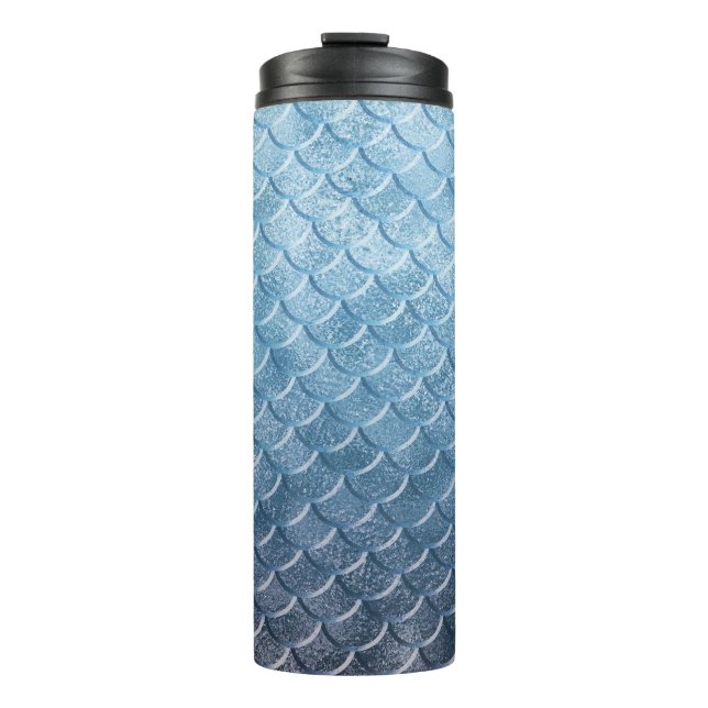 Bouteilles Isothermes Écailles de sirène argent et bleu (Devant)