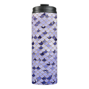 Bouteilles Isothermes Écailles de sirène pailletées or et marine