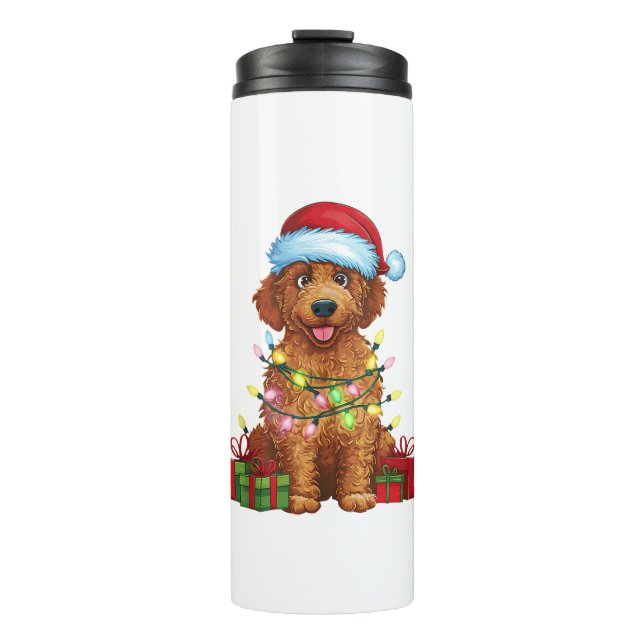 Bouteilles Isothermes Éclairage de Noël Chat de Noël Curly Retriever Chi (Devant)