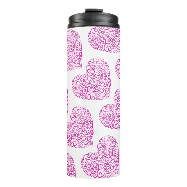 Bouteilles Isothermes Écriture spirale coeur rose pour la Saint Valentin (Devant)