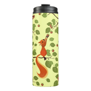 Bouteilles Isothermes Écureuil rouge dans des branches noisettes.