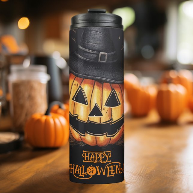 Bouteilles Isothermes Éffrayant Citrouille Halloween Jack-o'-lantern (Spooky Halloween Pumpkin Jack O Lantern Thermal Tumbler)