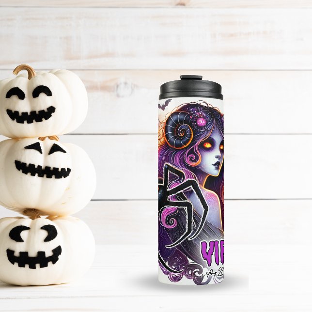 BOUTEILLES ISOTHERMES ÉFFRAYANT VIRGO ZODIAC HALLOWEEN (spooky Virgo tumbler)