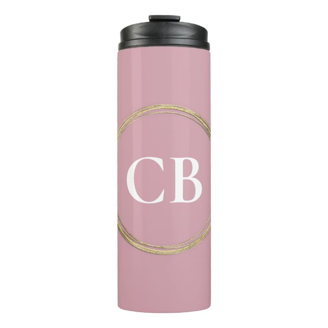 Bouteilles Isothermes Elégance Muted - Monogramme Rose Misty (Devant)