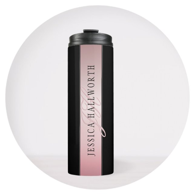 Bouteilles Isothermes Elégant Blush Faux Rose Gold | Nom et initiales v2 (Créateur téléchargé)