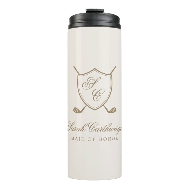 Bouteilles Isothermes Élégant Classic Crest Monogram Mariage de golf (Devant)