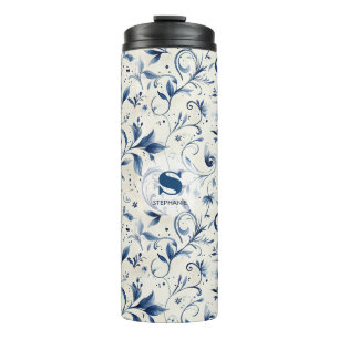 Bouteilles Isothermes Élégant Feuilles Blue Paisley - Arrière - plan bla