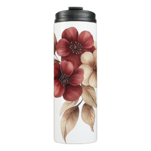 Bouteilles Isothermes Élégant floral aquarelle bordeaux et crème
