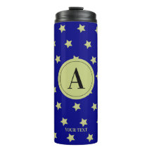 Elegant Gold & Blue Star Pattern Monogram